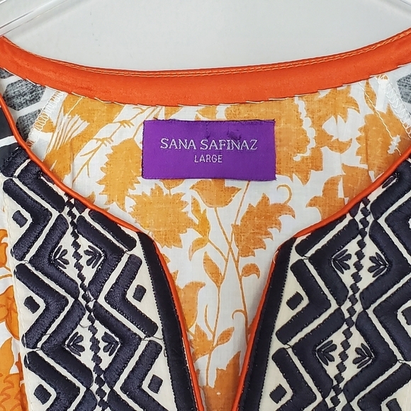 Elegant Orange and Black Patterned Women's Tunic - Picture 5 of 12